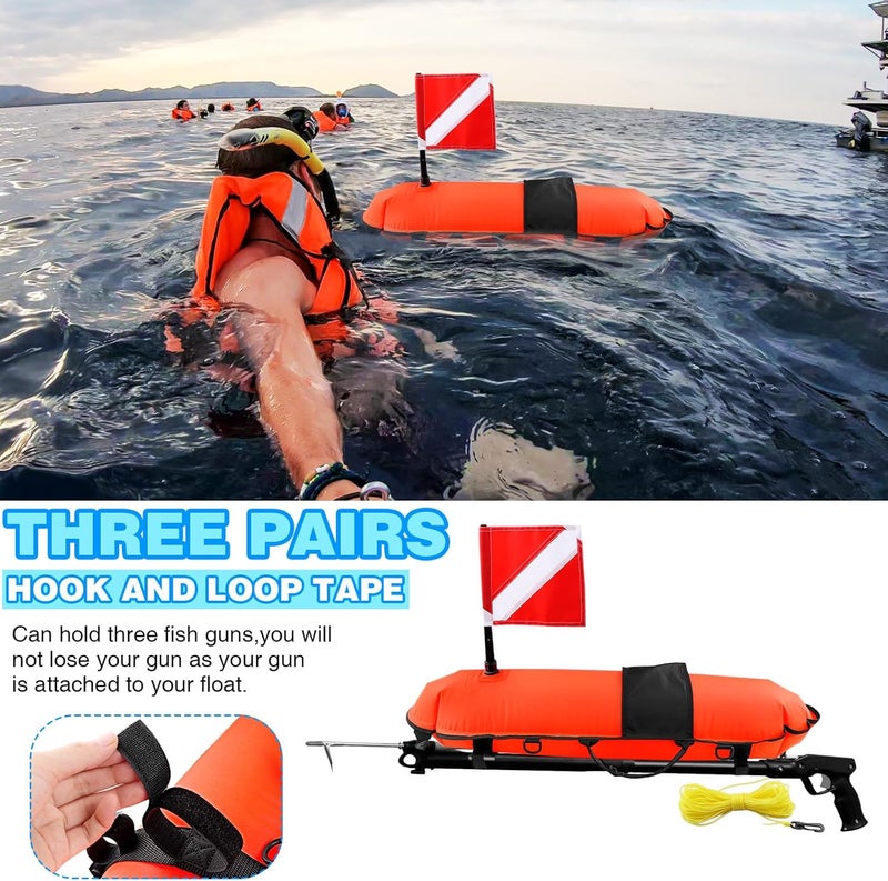 Owekfifv Spearfishing Buoy, Hi-Visibility Inflatable Torpedo Buoy Float Signal Floater Ball with Dive Safety Flag and 82ft Ropes for Scuba Diving, Freediving, Snorkeling, Swimming - Image 5